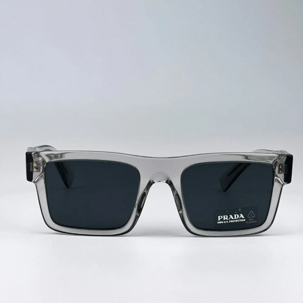 NEW Prada PR19WS U4309T  Crystal Grey Dark Grey Square Unisex Sunglasses